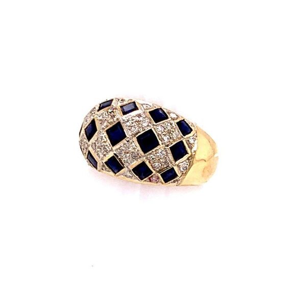 Diamond Sapphire Ring 14k Gold 2.14 TCW Checkerboard Certified $2,850 606974 - Picture 6 of 9